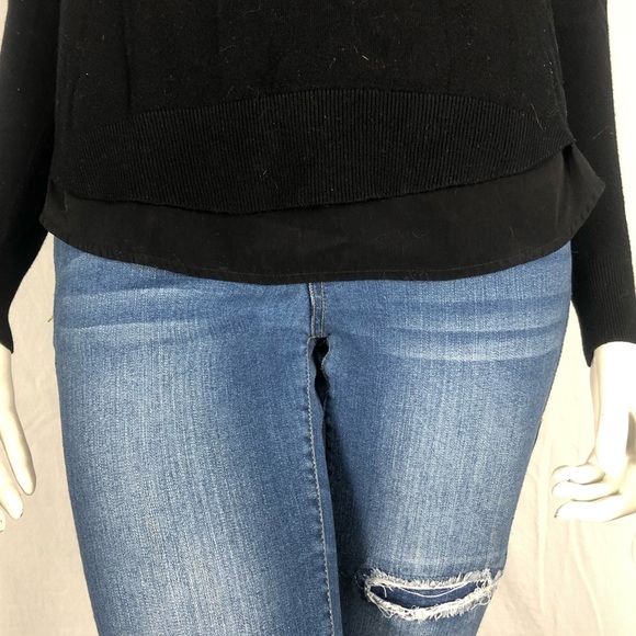 🖤 Alfred Sung Black Sweater with Layered Hem | Size Small 🖤 - Picture 3 of 12